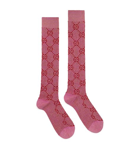 gucci socks pink and gray|Cotton blend socks with Interlocking G in pink .